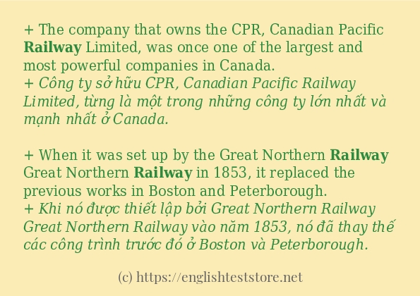 railway ví dụ và cách sử dụng trong câu railway ví dụ và cách sử dụng trong câu