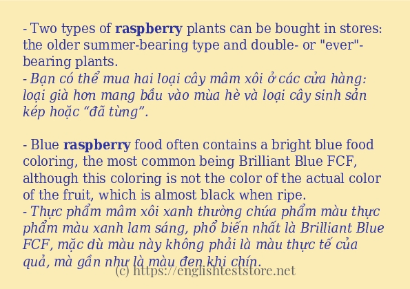 raspberry cách sử dụng trong câu và ví dụ
