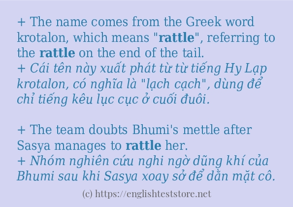 rattle cách dùng trong câu và ví dụ