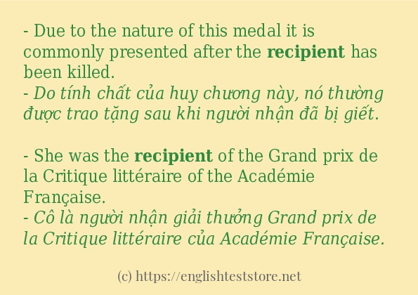 recipient câu ví dụ và cách sử dụng recipient câu ví dụ và cách sử dụng