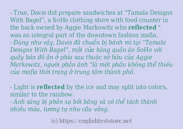 reflected câu ví dụ về cách dùng