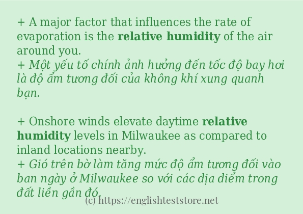 relative humidity ví dụ cách dùng trong câu