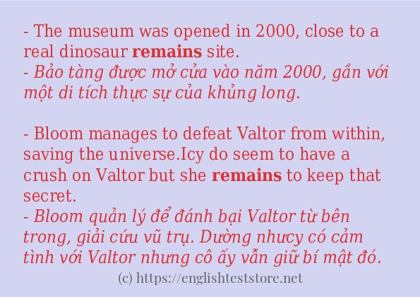 remains cách dùng và câu ví dụ
