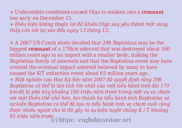 remnant các cách dùng và câu ví dụ remnant các cách dùng và câu ví dụ