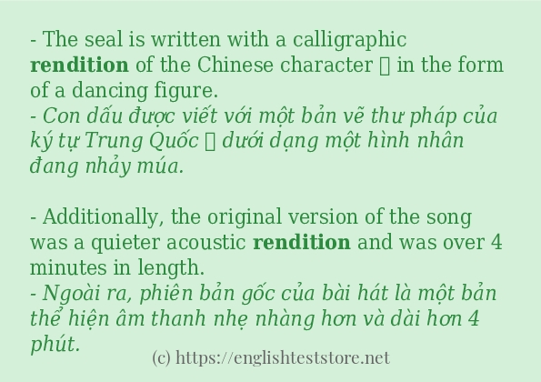 rendition các ví dụ và câu điển hình