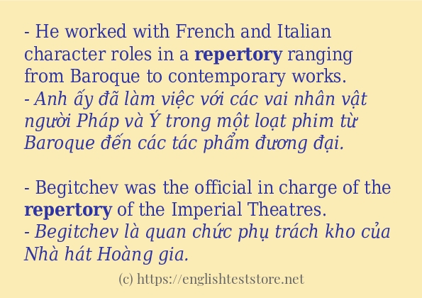 repertory áp dụng trong câu và ví dụ