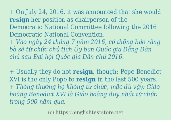 resign sử dụng thực tế trong câu