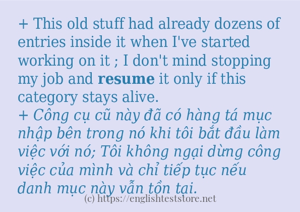 resume câu ví dụ và cách dùng