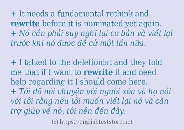 rewrite sử dụng như thế nào và câu ví dụ rewrite sử dụng như thế nào và câu ví dụ