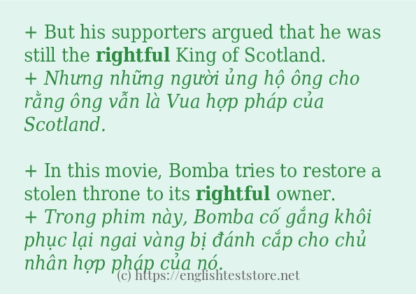 rightful cách sử dụng và câu ví dụ