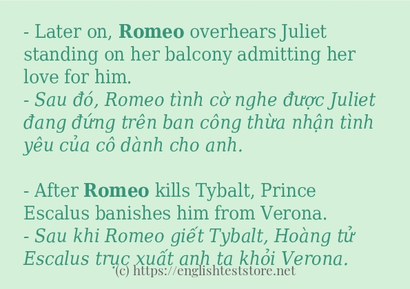 romeo các cách dùng và câu ví dụ