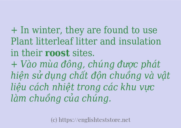 roost câu ví dụ về cách dùng
