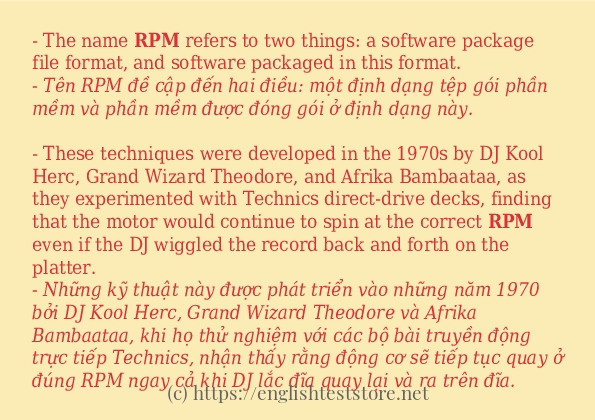 rpm các ví dụ và câu điển hình