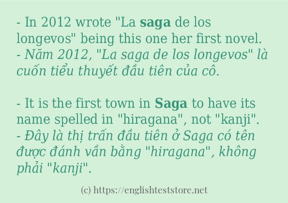 saga các ví dụ và câu điển hình