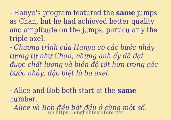 same cách dùng và ví dụ trong câu