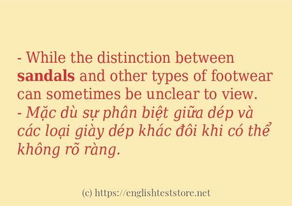 sandals câu ví dụ và cách dùng