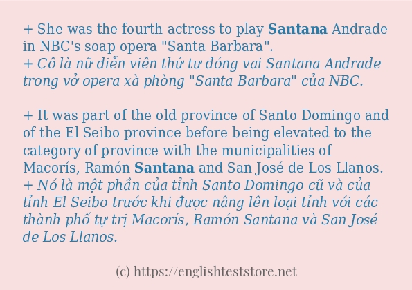 santana các cách dùng và câu ví dụ
