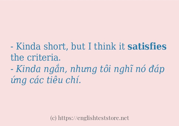 satisfies sử dụng như thế nào và câu ví dụ