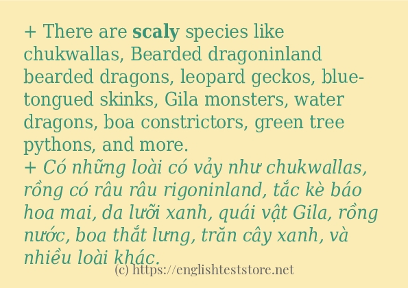 scaly cách sử dụng trong câu và ví dụ