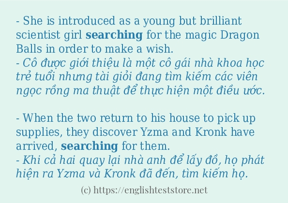searching cách sử dụng trong câu và ví dụ searching cách sử dụng trong câu và ví dụ