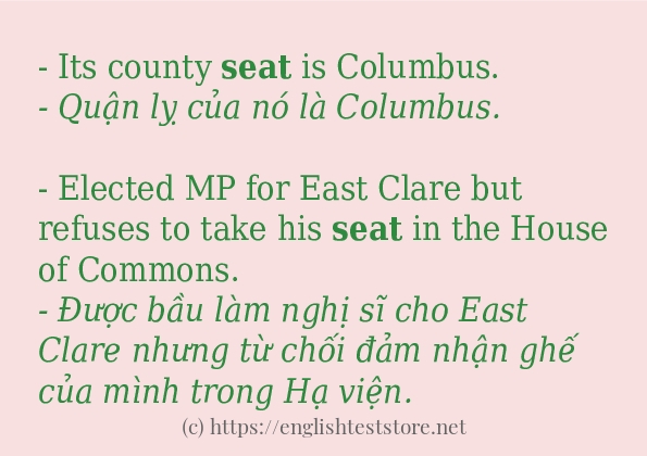seat áp dụng trong câu và ví dụ