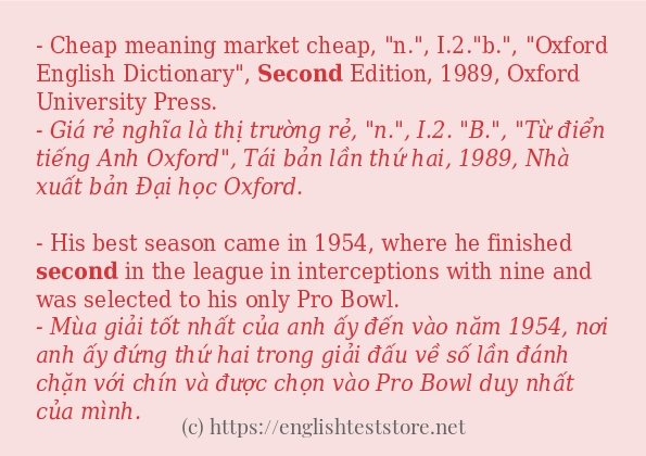 second ví dụ và cách sử dụng trong câu