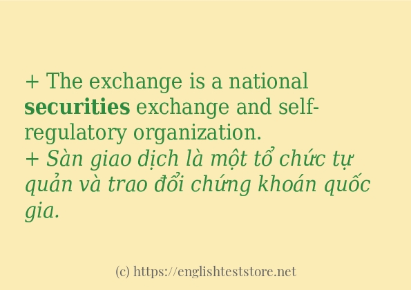 securities sử dụng như thế nào và câu ví dụ