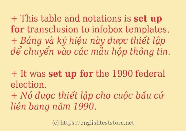 set up for áp dụng trong câu và ví dụ