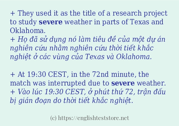 severe áp dụng trong câu và ví dụ