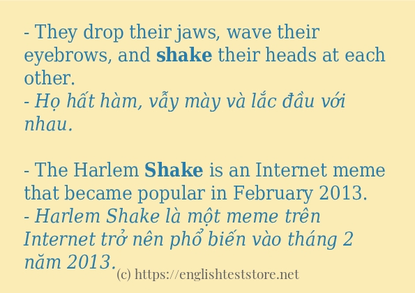 shake câu ví dụ và cách dùng