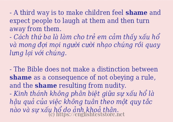 shame sử dụng như thế nào và câu ví dụ