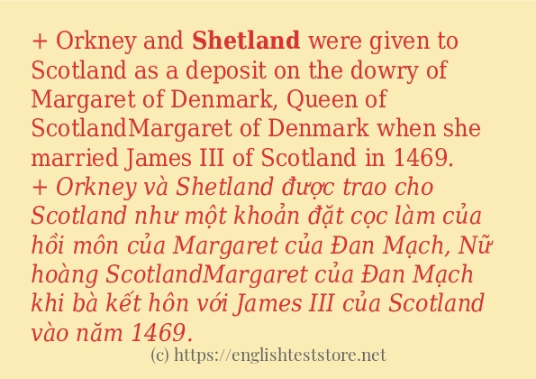 shetland cách sử dụng và câu ví dụ