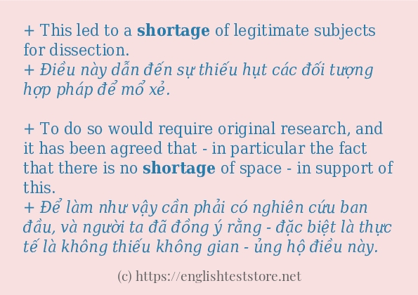 shortage sử dụng như thế nào và câu ví dụ