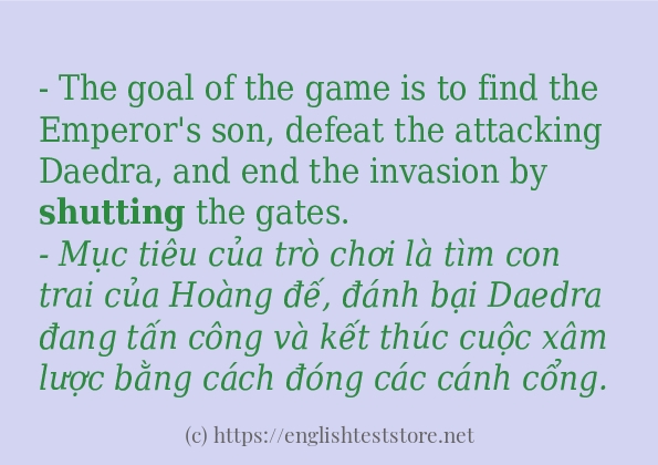 shutting sử dụng thực tế trong câu