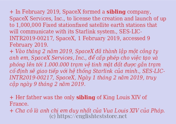 sibling cách dùng trong câu và ví dụ