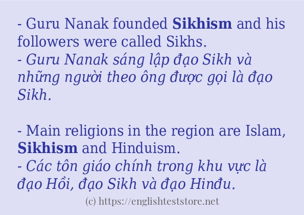 sikhism các cách dùng và câu ví dụ