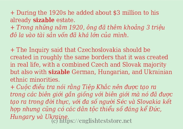 sizable sử dụng thực tế trong câu
