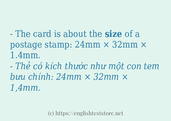 size câu ví dụ và cách dùng