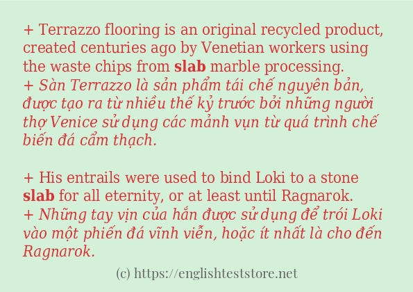 slab cách sử dụng và câu ví dụ
