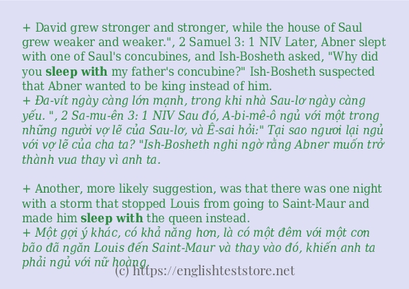 sleep with cách dùng và câu ví dụ sleep with cách dùng và câu ví dụ
