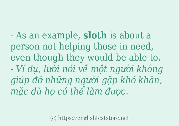 sloth các ví dụ và câu điển hình