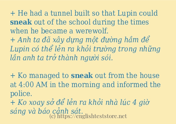 sneak câu ví dụ và cách sử dụng