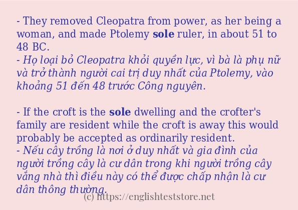 sole ví dụ cách dùng trong câu