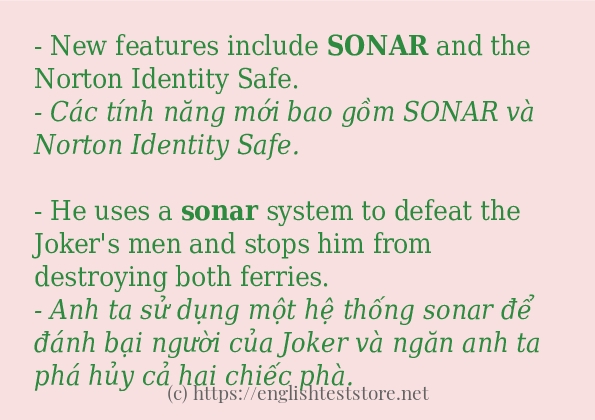 sonar cách dùng và câu ví dụ