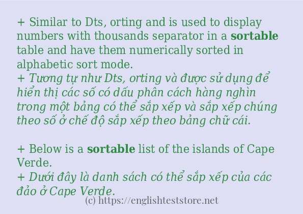 sortable cách sử dụng và câu ví dụ