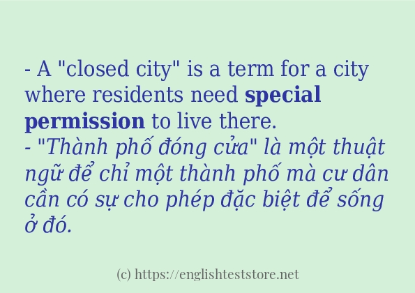 special permission sử dụng thực tế trong câu