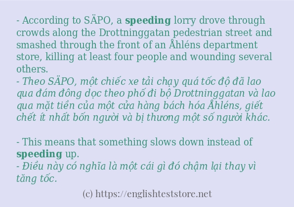 speeding cách sử dụng và câu ví dụ