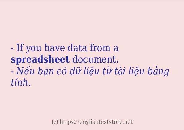 spreadsheet cách dùng trong câu và ví dụ