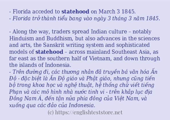 statehood cách dùng trong câu và ví dụ