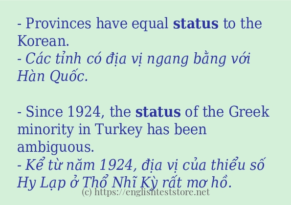 status cách sử dụng và câu ví dụ